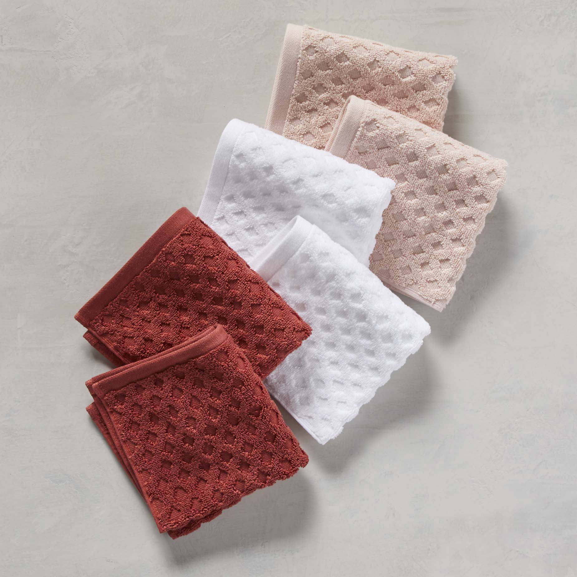 Better Homes & Gardens Signature Soft Textured 6 Piece Washcloth, Pink/White