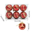 thumbnail image 3 of 6-Pack Christmas Ornaments, Set of 6 Silver Striped Ball Christmas Tree Decorations for Party Decor(Red), 3 of 6