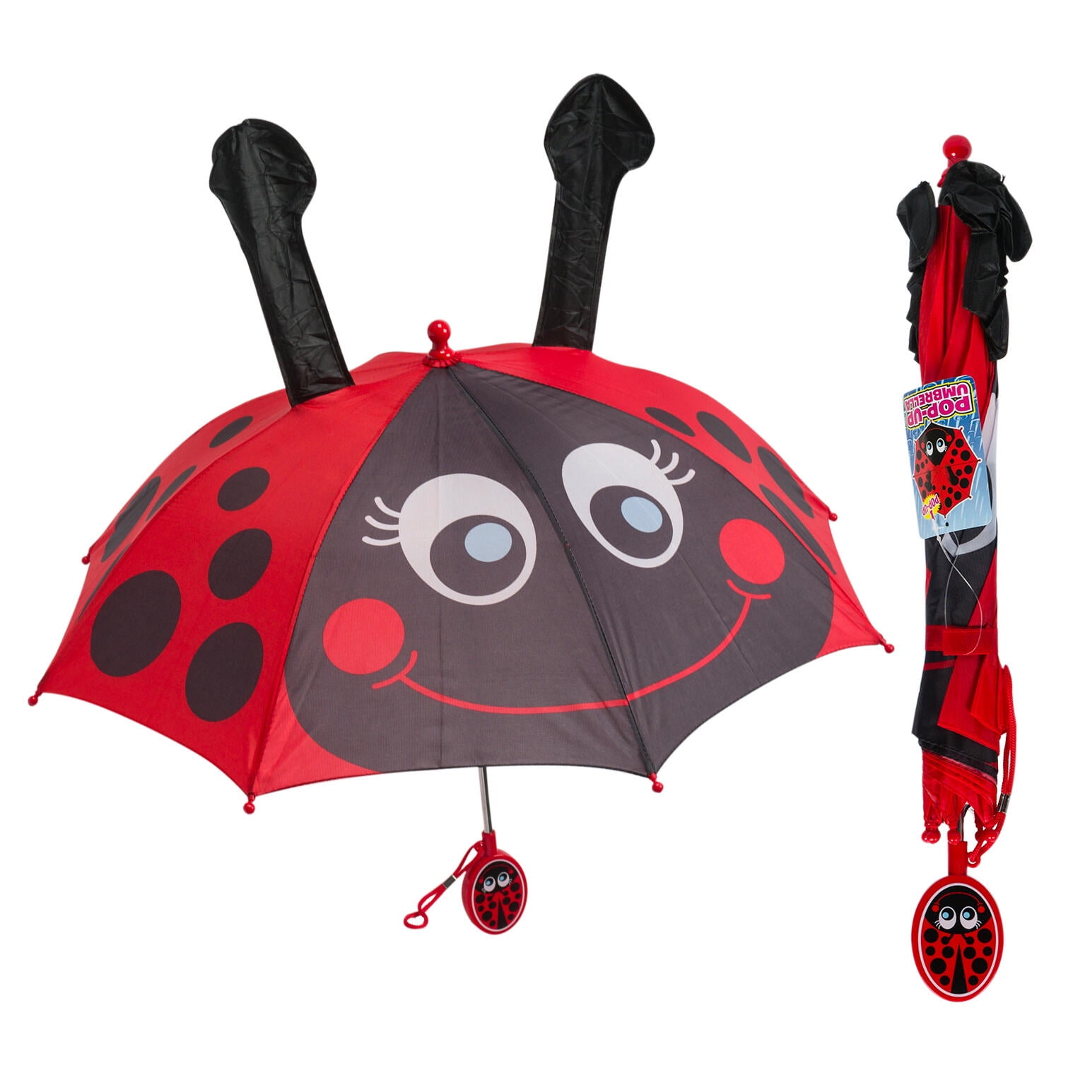 Pop Up Umbrella for Kids (Lady Bug) 3D Girl Umbrella