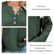 thumbnail image 5 of Suéter de Punto Cuello en V Medio Botones Color Puro Abertura Lateral Manga Larga Suéter Suelto para Mujer Verde S, 5 of 6