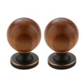 thumbnail image 1 of 2pcs Wooden & Brass Cabinet Knob Round Pull Handle Decorative Pull Smooth Surfaces Handle for Drawers & Furniture gu tong se, 1 of 4