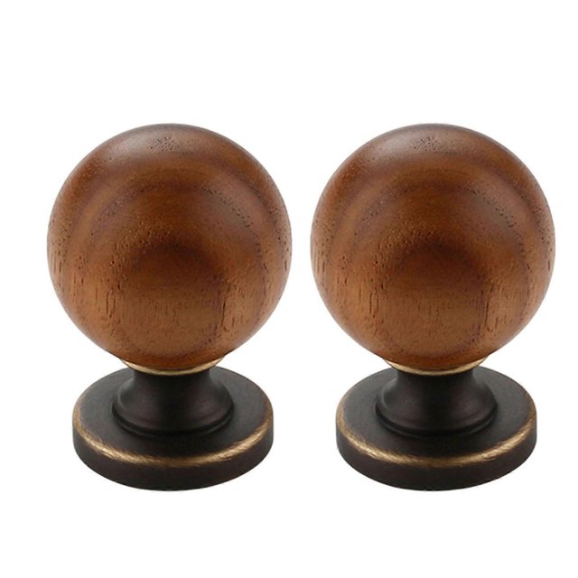 2pcs Wooden & Brass Cabinet Knob Round Pull Handle Decorative Pull Smooth Surfaces Handle for Drawers & Furniture gu tong se