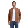 thumbnail image 2 of GIRUNS Men's Casual Varsity Jacket Vintage Suede Bomber Jackets Lightweight Outerwear Coat Brown L, 2 of 6
