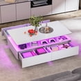 thumbnail image 1 of DEXTRUS High Gloss LED Coffee Table with Storage, Modern Center Table with Drawers & Display Shelves for Living Room, White, 1 of 4