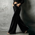 thumbnail image 4 of Mifsaly Women's Velvet Wide Leg Trousers High Waisted Flowy Palazzo Pants Fall Winter Elegant Evening Party Business Casual Outfits with Pockets, 4 of 6