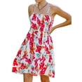 thumbnail image 1 of Seyurigaoka Women Summer Boho Spaghetti Strap Dress Floral Print Elegant Sleeveless Backless Casual Flowy Pleated Dress, 1 of 9