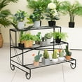 thumbnail image 3 of Gymax 3-Tier Metal Shelf Ladder Shaped Plant Stand Flower Pot Display Rack Organizer, 3 of 10