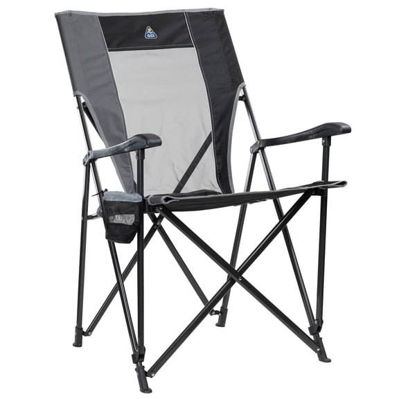 GCI Outdoor Eazy Chair XL Folding Oversized Quad Camp Chair With Carry Bag, Black