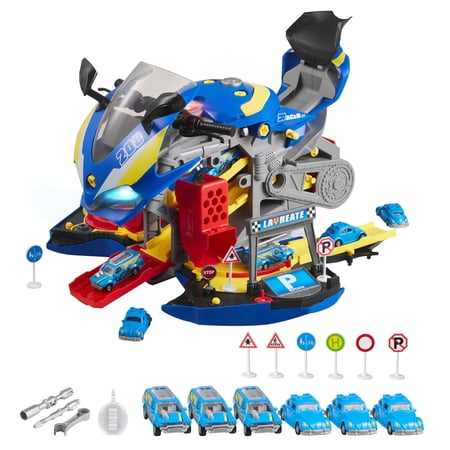 VEVOR Motorcycle Engine Toy 25 Pieces Motorcycle Mechanic Toy with Removable Parts Lights & Sounds Simulated Riding & Track Racing Kids Mechanic Workshop Set for Toddler 3 Years and Up Blue