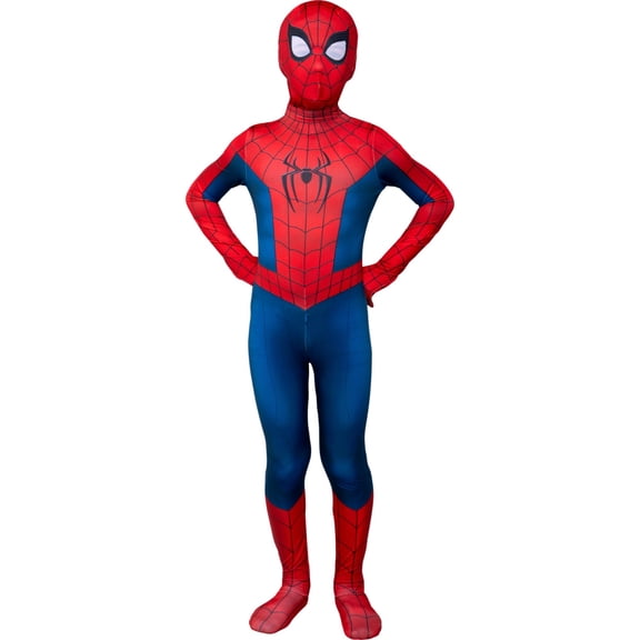 Boys Classic Spider Cosplay Full Body Jumpsuits Red Blue Superhero Costumes for Halloween Trick or Treat Parades