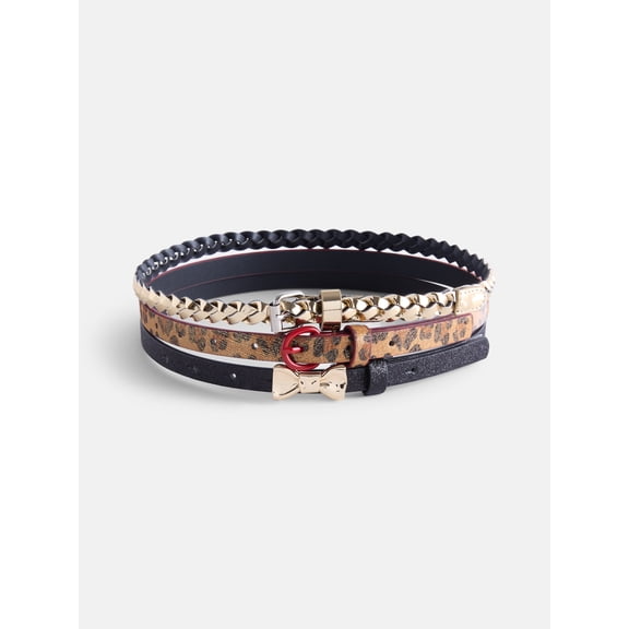 Wonder Nation Girl Fashion Belts, 3-pack, Sizes XS-XXL