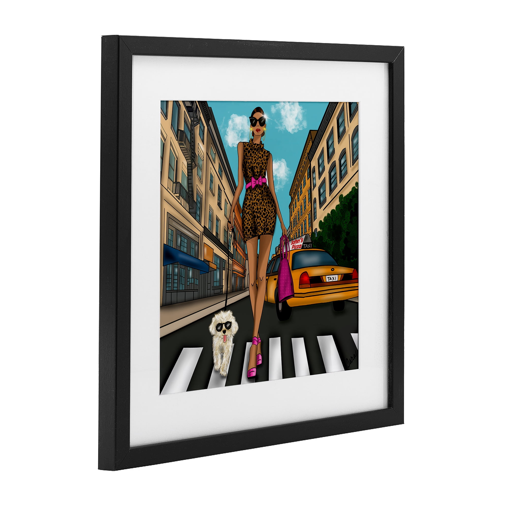 Stupell Industries Fashion Girl in Big City Black Framed Print Under Glass, design by Tara Boone