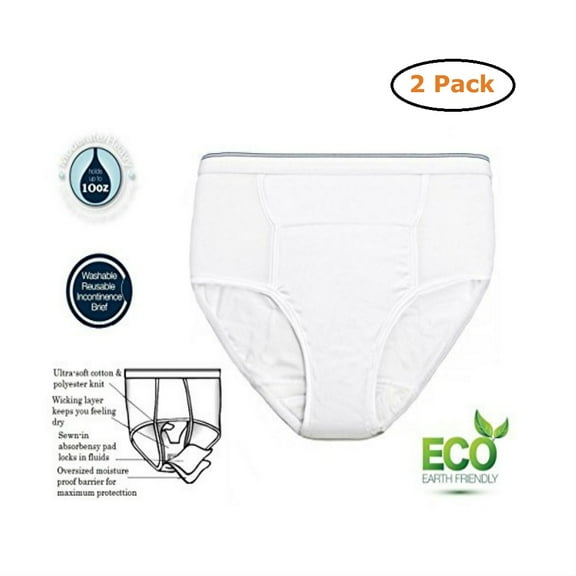 Men's Reusable Incontinence Brief 10oz - Size -Large 38-40 - Pack of 2