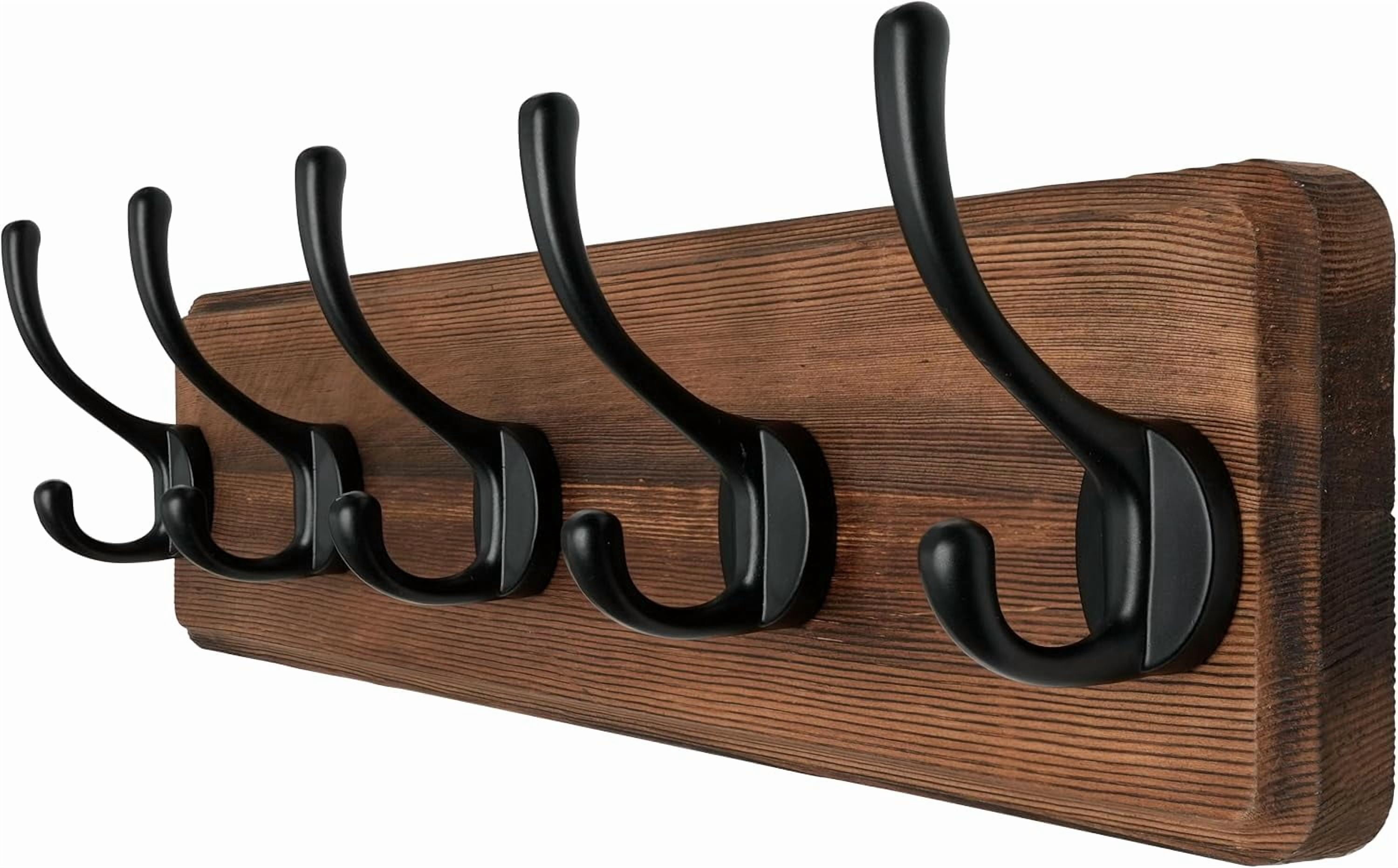 Franklin Brass Coat & Hat Hook Rack - 26.5" Pine With 6 Brass Hooks, Holds 35 Lbs, For Entryway