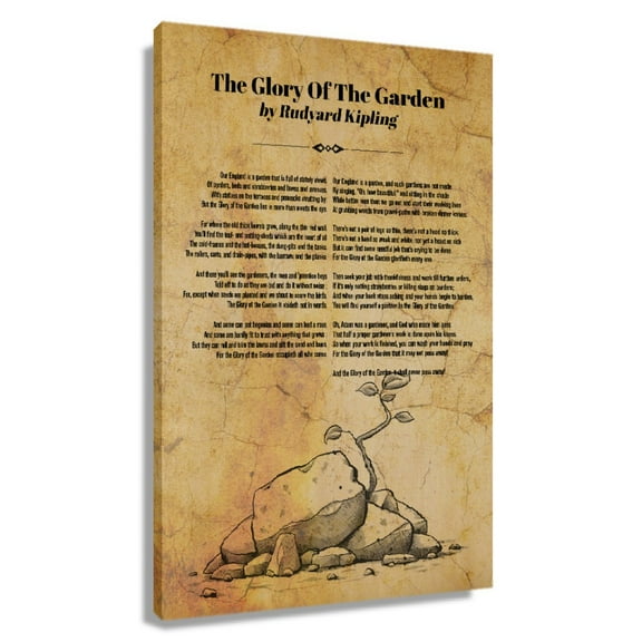 The Glory of The Garden Poem Wall Art Rudyard Kipling Quotes Wall Art Poetry Posters for Bathroom Giclee on Canvas Bedroom Decorative Paintings Framed 20x30 in