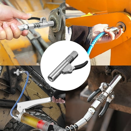 

Tiitstoy Grease Coupler No Leak Tool Tip Heavy Duty Quick Lock Dual Handle Stainless Steel Injector Nozzle Strong Lock On Grease Couplers Silver