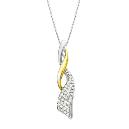 Duet 1/5 ct Diamond Journey Pendant Necklace in Sterling Silver & 14kt Gold