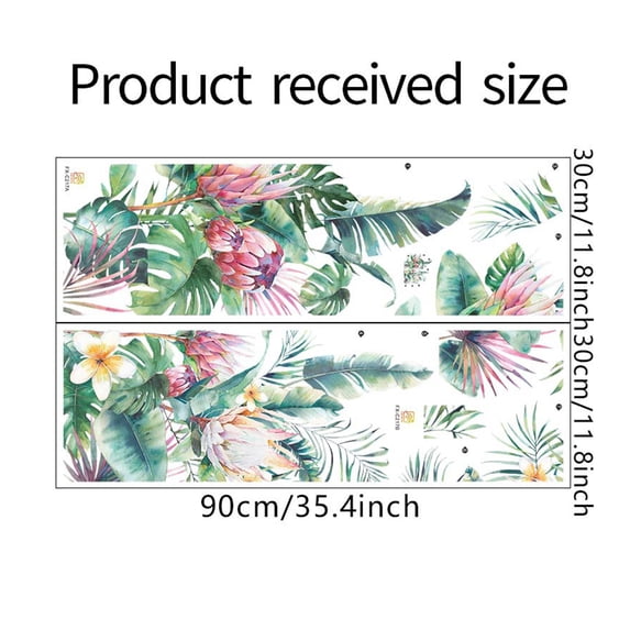 2pcs Wall Stickers Self-adhesive Tropical Leaves Flowers Bedroom Living Room Decoration Wall Paper