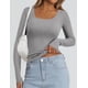 thumbnail image 3 of Remera PRETTYGARDEN de canalé manga larga con escote redondo gris S, 3 of 4