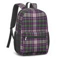 thumbnail image 2 of Purple and Green Checkered Pattern 17" School Backpacks for Teens,Waterproof Oxford Fabric,S-Shape Padded Straps for School,Travel,Hiking,Camping, 2 of 6