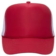 thumbnail image 3 of Couver 5 Panel High Crown Back Split Mesh Polyester Foam Trucker Hat, Red White, 12 Count, 3 of 7