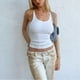 thumbnail image 2 of Top corto para mujer, Top corto sin mangas con tirantes elásticos ajustados, Top corto de punto acanalado para camiseta sin mangas para mujer, 2 of 6