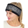 thumbnail image 4 of C.C Women's Soft Stretch Metallic Painted Knit Fleece Lined Ear Warmer Headband-Black/Silver, 4 of 4