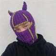 thumbnail image 6 of LANFENG Funny Horns Creative Knitted Hat Beanies Warm Full Face Cover Ski Mask Hat Windproof Balaclava Hat for Men Women, 6 of 10