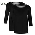 thumbnail image 4 of Womens Casual T-Shirts Tops 3/4 Sleeve Round Neck Cute Fall Tunic Basic Tees Blouses Loose Fitting Solid Pullover Tops,Black 1,S, 4 of 5