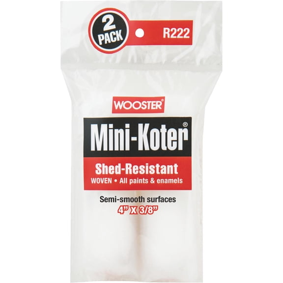 WOOSTER Mini-Koter R222-4 Mini Roller, 3/8 in Thick Nap, 4 in L, Fabric Cover