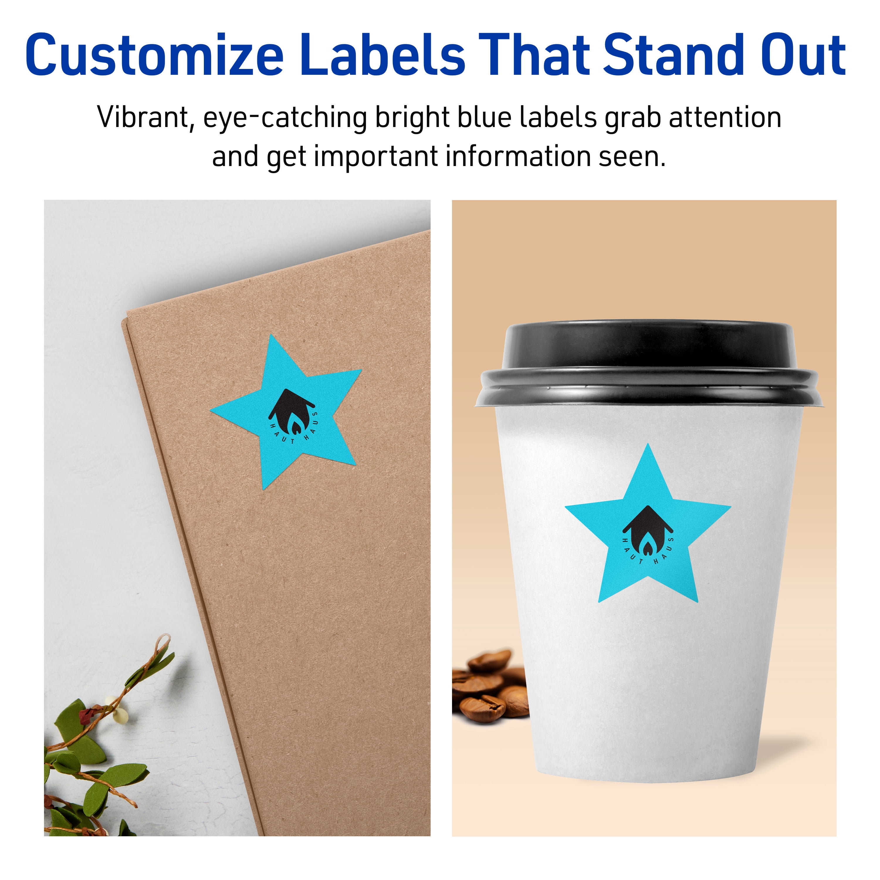 Avery Printable Star Labels, Bright Blue, 2-1/4" x 2-3/8", 960ct