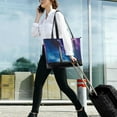 thumbnail image 5 of FORMRS Canvas Laptop Tote Bag for Women with 15.6" Computer Compartments Shoulder Handbag, Galaxy Pattern, 5 of 7