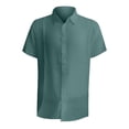 thumbnail image 3 of Gyexs Beach Shirts for Men Short Sleeve Green Breathable Linen Shirts Lightweight Regular Tshirt Activewear Men's Fashion, Size XXXL, 3 of 4
