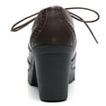 thumbnail image 3 of DADAWEN Closed Toe Platform Chunky Block Brown Mid-Heel Pumps for Women Dress Wedding Shoes 7.5 US, 3 of 6