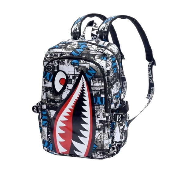 Shark Boys Backpacks Fashion Schoolbag, Ocean Animal Mouth Waterproof Bookbag Travel Laptop Bag Daypack