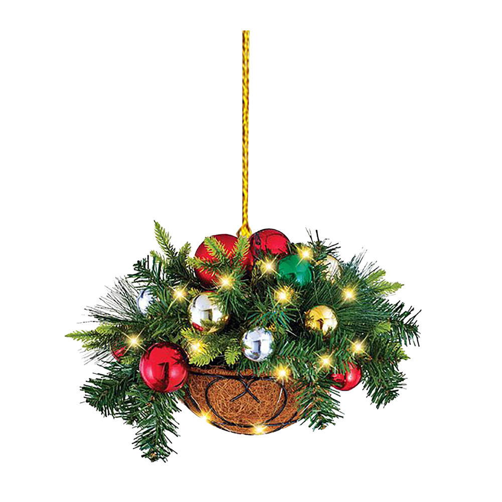 Artificial Christmas Hanging Basket, Outdoor Christmas Decor with Pine