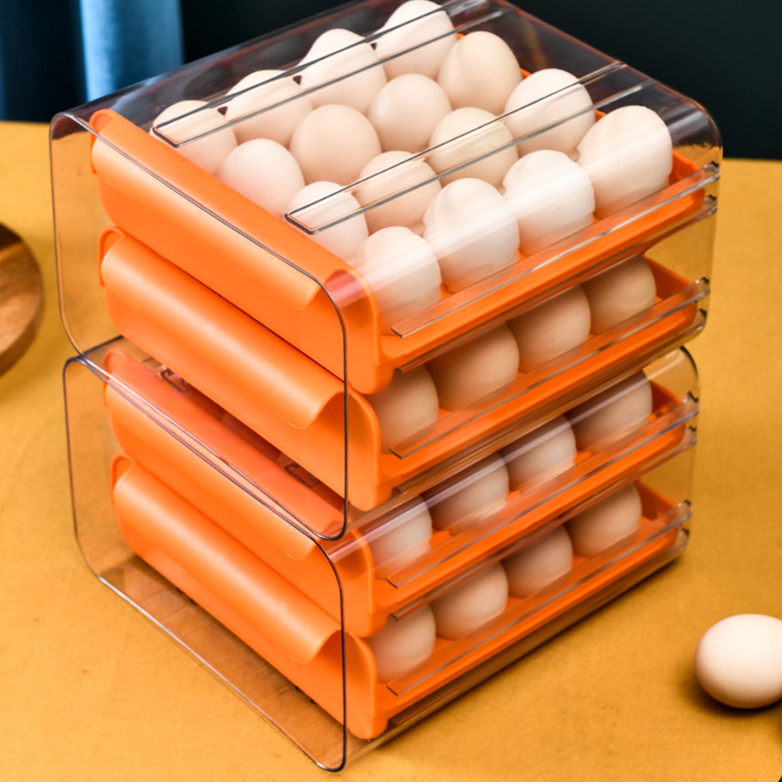 Large Capacity Egg Storage Drawer-Type Eggs Storage Box Eggs Organizer Kitchen Thickened Large-Capacity Eggs Tray Egg Tray