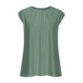 thumbnail image 4 of Lenpel Women's Tank Tops Fashion Summer Cap Sleeve Crew Neck Pleated Eyelet Embroidered T Shirts Dressy Casual Blouses, 4 of 7