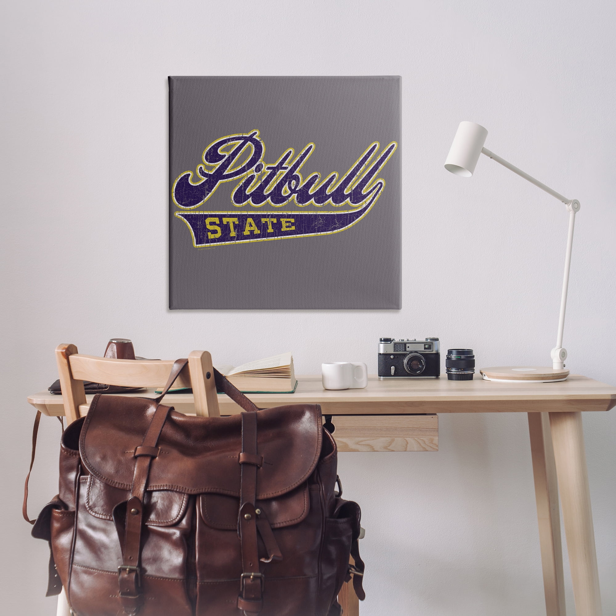 Stupell Industries Varsity Style Pitbull State Novelty & Humor Painting Wrapped Canvas Art Print Wall Art, 36 x 36