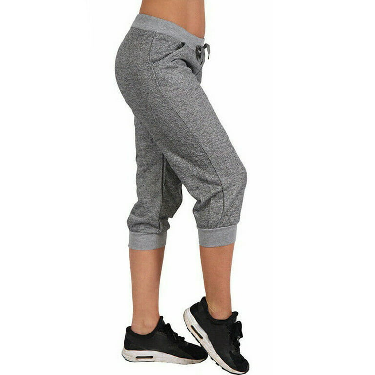 icyzone Women's French Terry Jogger Lounge Sweatpants - Active Capri Pants  for Women