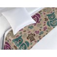 thumbnail image 3 of Owl Print Bed Runner, Geometric Design Bird Pattern Forest Boho Vibe Earthy Print, Decorative Accent Bedding Scarf for Hotels Homes & Guest Rooms, Twin, Purple Teal and Pastel Brown, by Ambesonne, 3 of 3