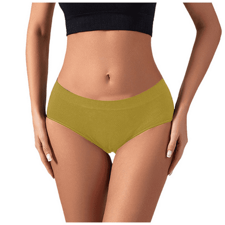Fulorrnie Underwear for Women Seamless Briefs Comfort Breathable Panties Elastic Waist Moisture Wicking Stretchable Panty Yellow L