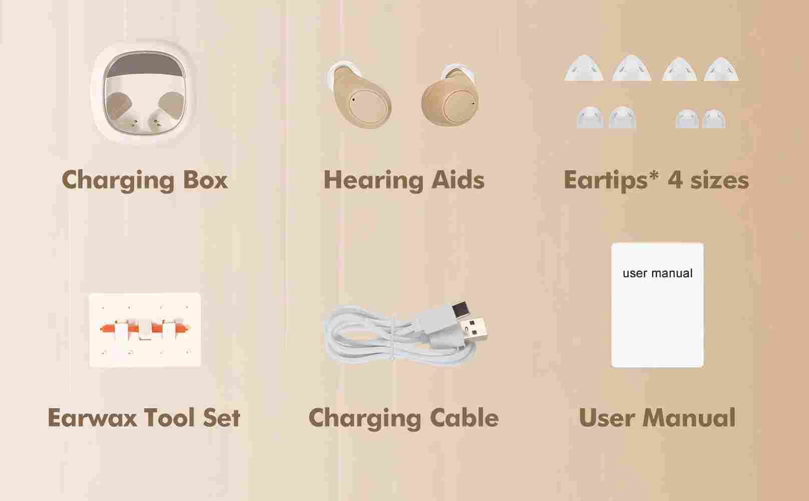 AuyeeSnc Rechargeable Hearing Aids Super Mini True OTC Digital Chip,Big Button,LED Display, Invisible,Auto On/Off
