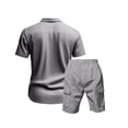 thumbnail image 3 of RUTAYY Men's Outfits Business Solid Color Short Sleeve Shirt Pants Casual Daily Wear Sports Comfortable Lightweight Summer Travel Elegant Clothing Sets, 3 of 9