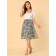 thumbnail image 3 of Unique Bargains Jupe Midi à Volants Superposés à Imprimé Floral pour Femme, Bleu Foncé, m, 3 of 6