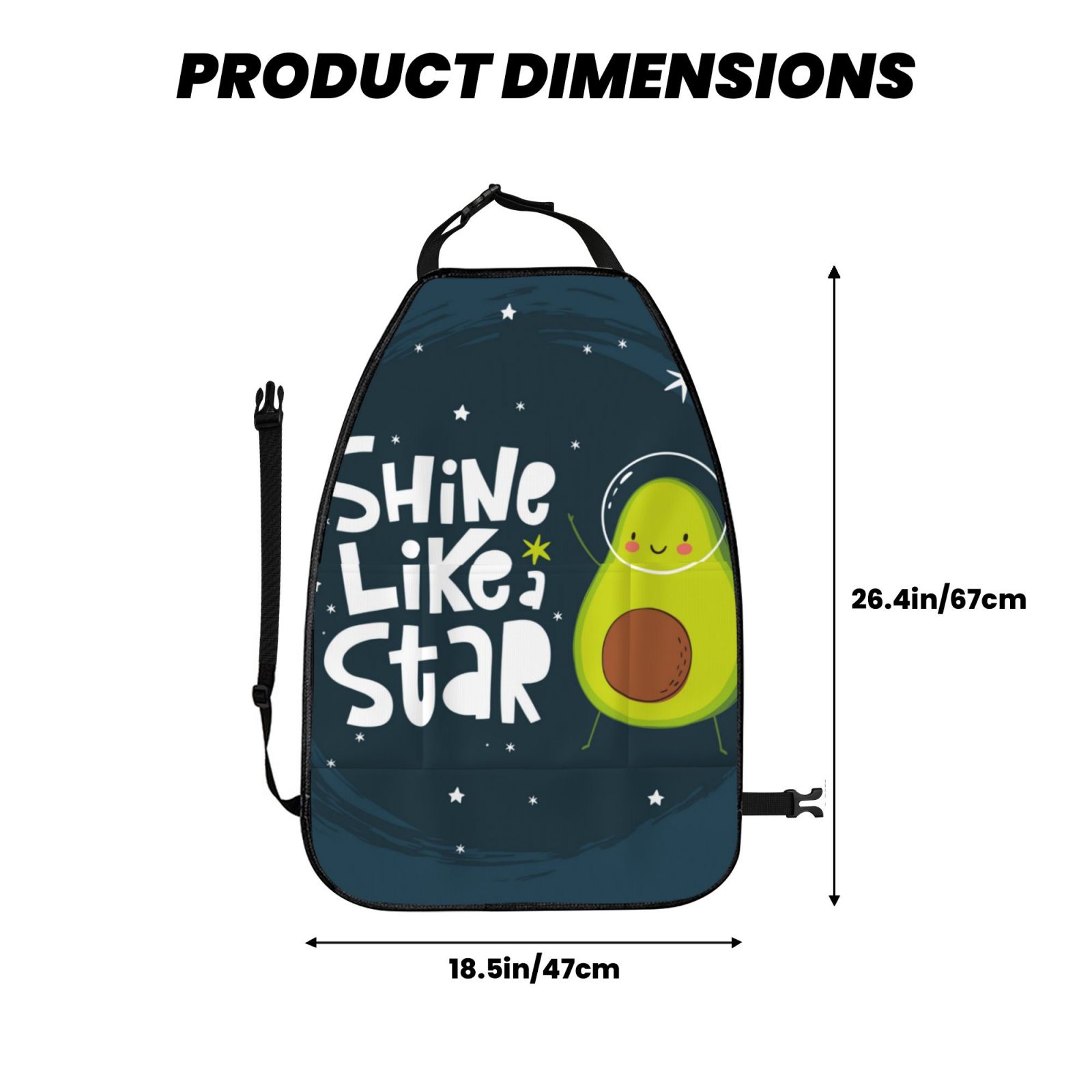 Xecao Avocado in Space1 Pattern Car Seat Back Protector 2 Pack Large Capacity Pocket, Kick Mats Back Seat Protector