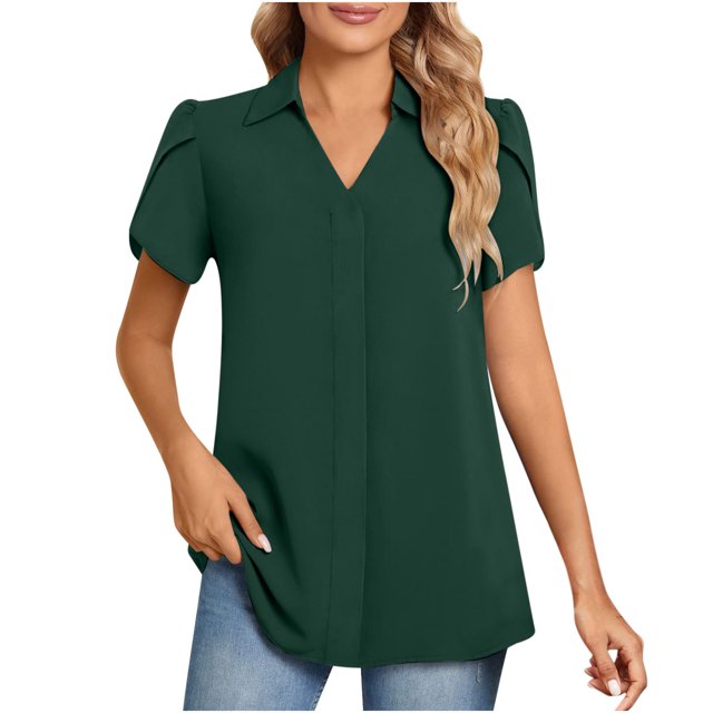 Blouses pour Femmes, T-shirt à Col en V Uni pour Femmes