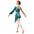 thumbnail image 2 of MSemis Kids Girls Lyrical Modern Dance Outfit Shiny Rhinestones Applique Crop Top with Shorts Green 14, 2 of 5