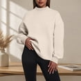 thumbnail image 3 of VJGBEGW Womens Mock Neck Sweatshirt Oversized Pullover Fall Fashion Long Sleeve Tops Beige L, 3 of 9