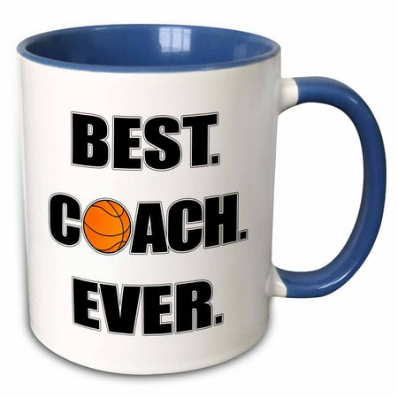 3dRose Basketball Best Coach Ever - Two Tone Blue Mug,